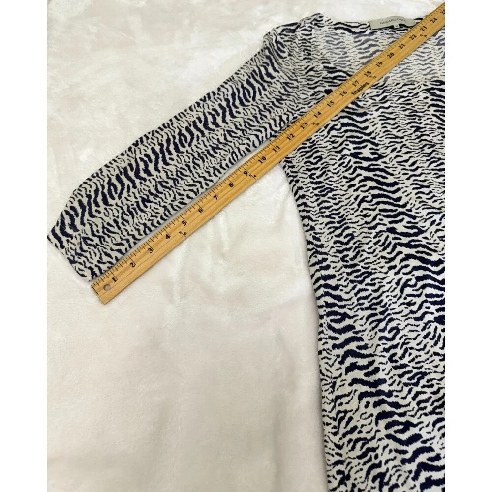 Gerard Darel Zebra Print Silk Cotton Ruched Side Tie Dress Size 38/US 6 France